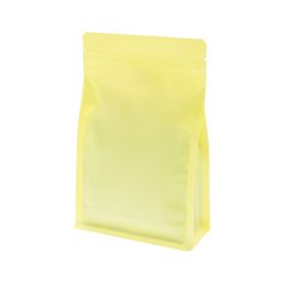 Flachbodenbeutel mit Zip-verschluss - matt gelb (recycelbar)