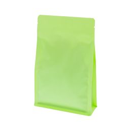 Flachbodenbeutel mit Reißverschluss - matt grün (100% recycelbar)