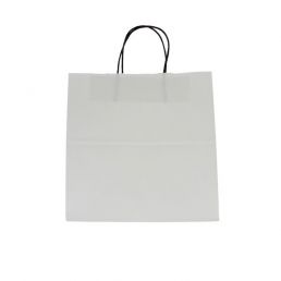 Papiertüte Kraftpapier mit schwarzem twisted handle - weiss