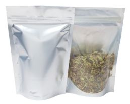 Standbodenbeutel - durchsichtig / matt silber - 130x210+{40+40} mm (450-500ml)