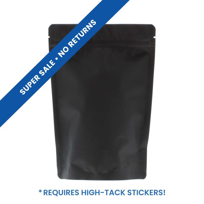 Standbodenbeutel mit Paper Feel Varnish - schwarz - 160x230+{45+45} mm (700-900ml)