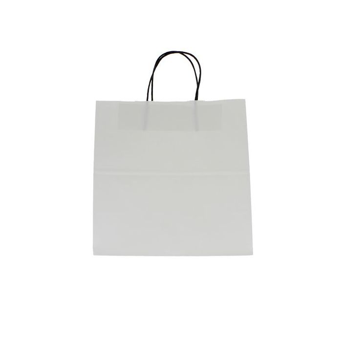 Papiertüte Kraftpapier mit schwarzem twisted handle - weiss