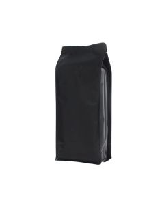 Flachboden-Kaffeebeutel - matt schwarz - 250 gr (95x230+{35+35} mm)
