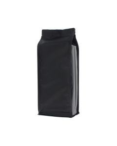 Flachbodenbeutel - matt schwarz - 95x230+{35+35} mm (900ml)