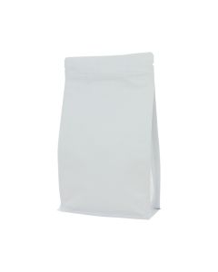 Flachbodenbeutel mit Zip-verschluss - matt weiss