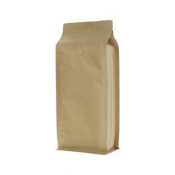 Brauner Kraftpapier Flachboden-Kaffeebeutel mit Ventil.