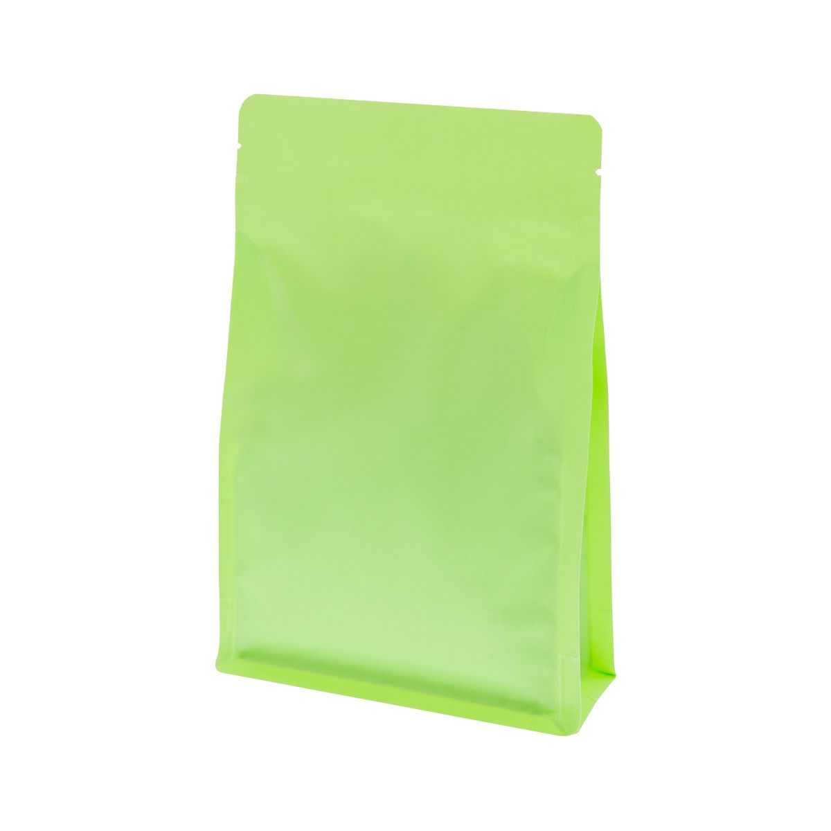 Flachbodenbeutel mit Reißverschluss - matt grün (100% recycelbar)