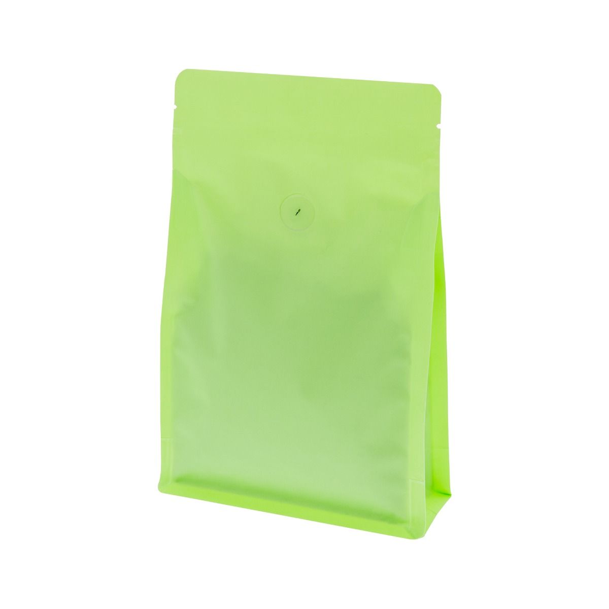 Flachboden-Kaffeebeutel mit Zip-verschluss - matt grün (100% recycelbar)
