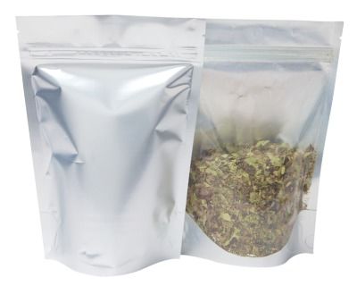 Standbodenbeutel - durchsichtig / matt silber - 130x210+{40+40} mm (450-500ml)